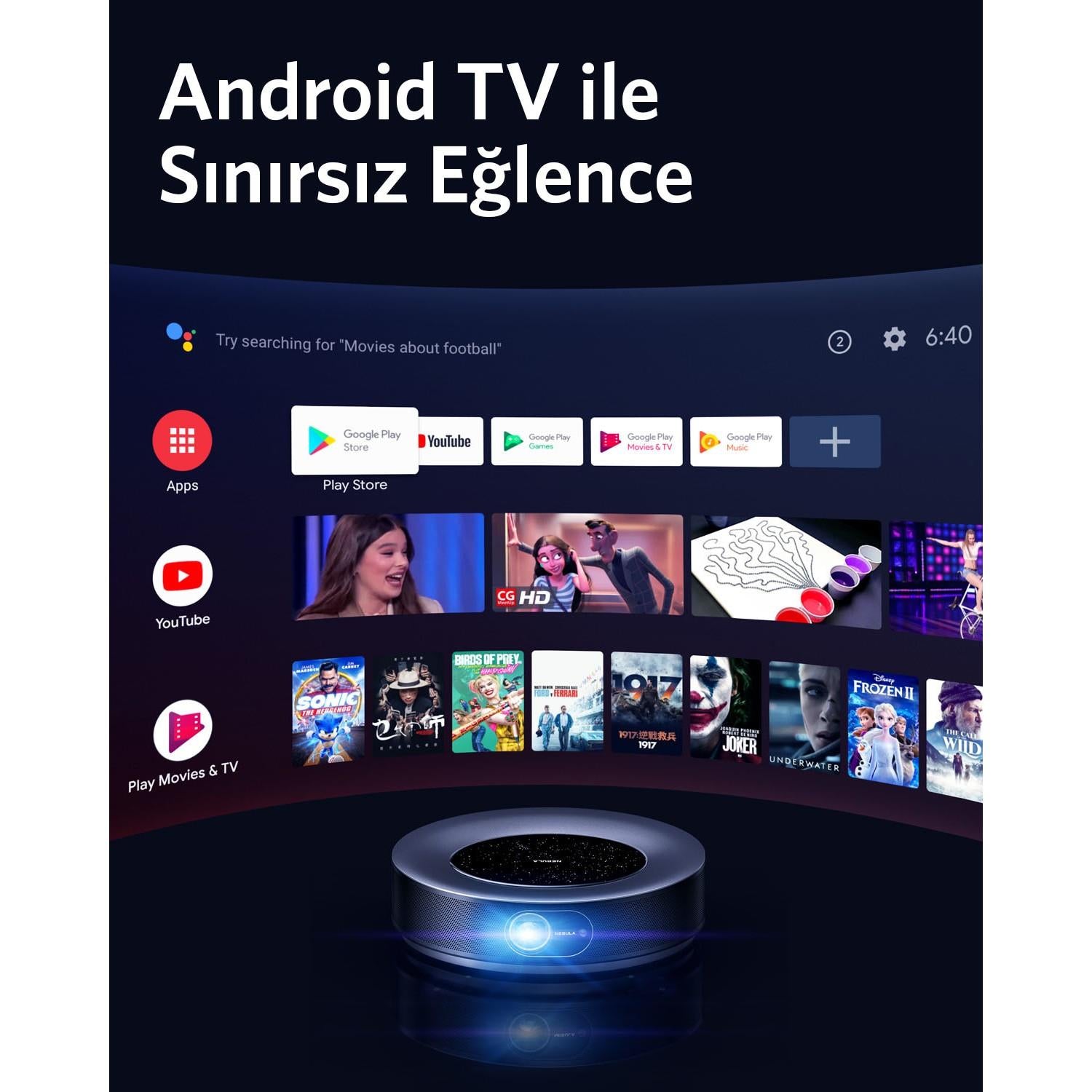 Anker Nebula Cosmos Max Akıllı 4K Projeksiyon Cihazı Android TV Box