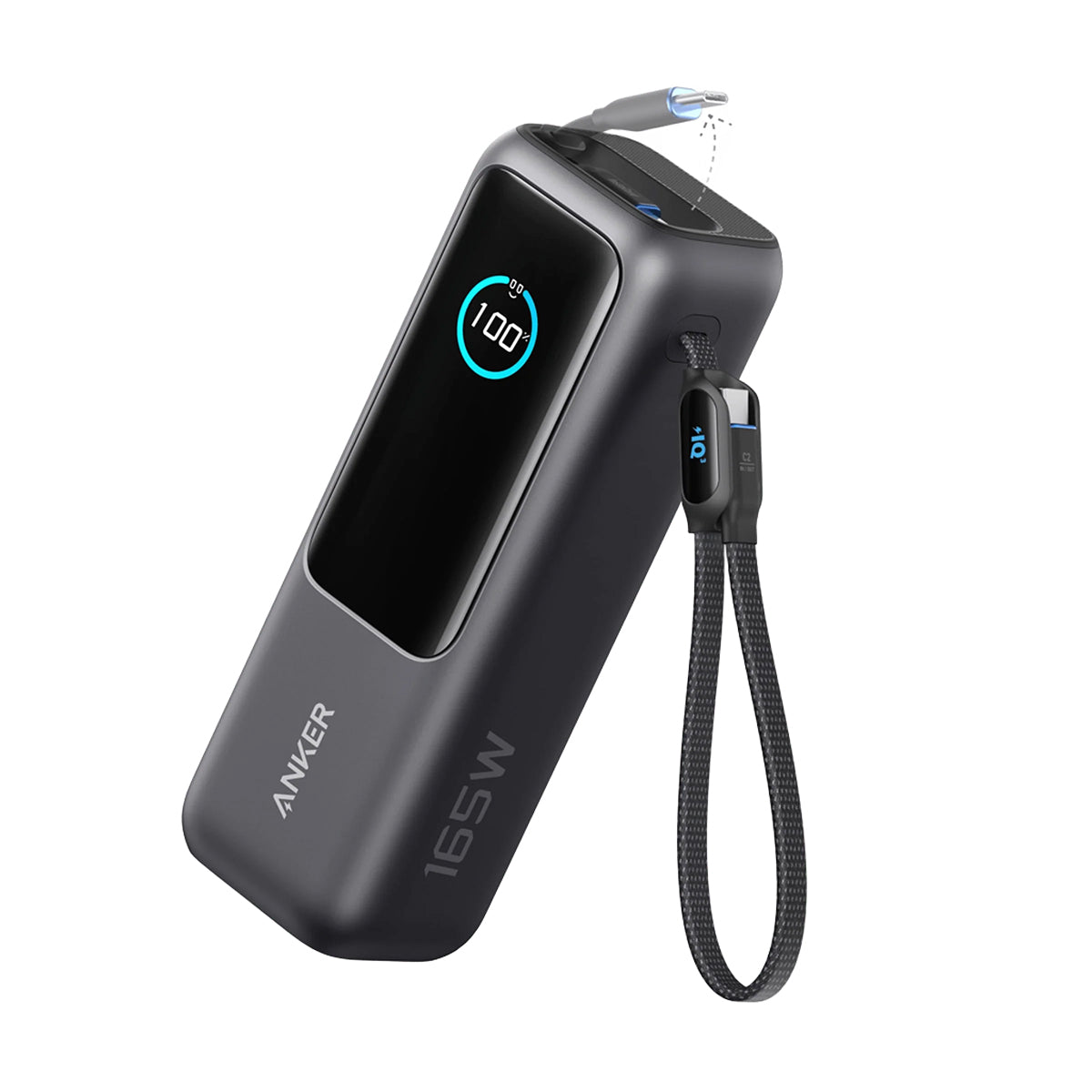 Anker Laptop Powerbank (25.000 mAh, 165W, Dahili ve Geri Çekilebilir Kablolu) - Siyah