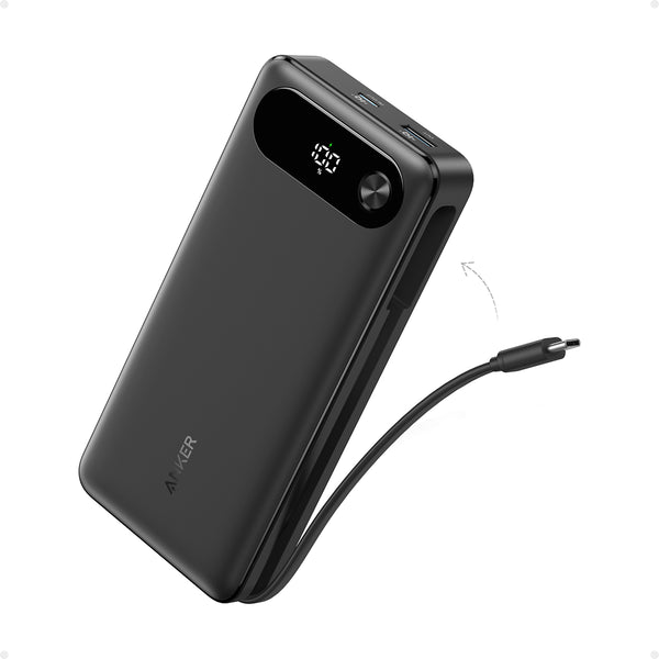 Anker Powerbank (20.000 mAh, 87W, Dahili USB-C Kablo) - Siyah
