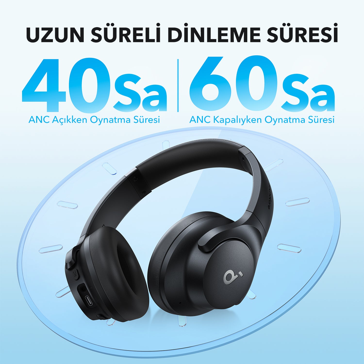 Anker Soundcore Q20i Kulak Üstü Bluetooth Kulaklık - Siyah