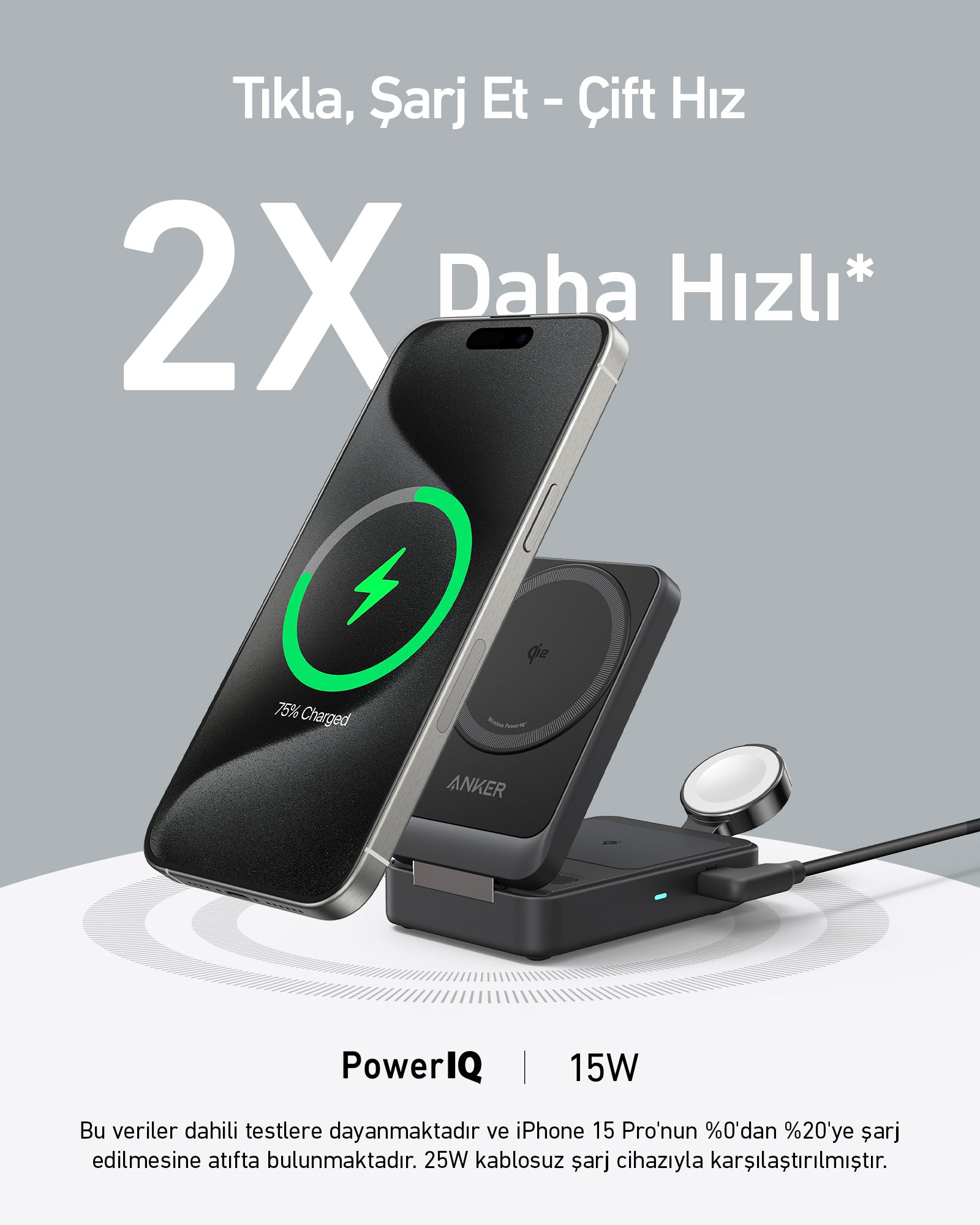 Anker MagGo Wireless Charging Station (Foldable 3 in 1) - Black