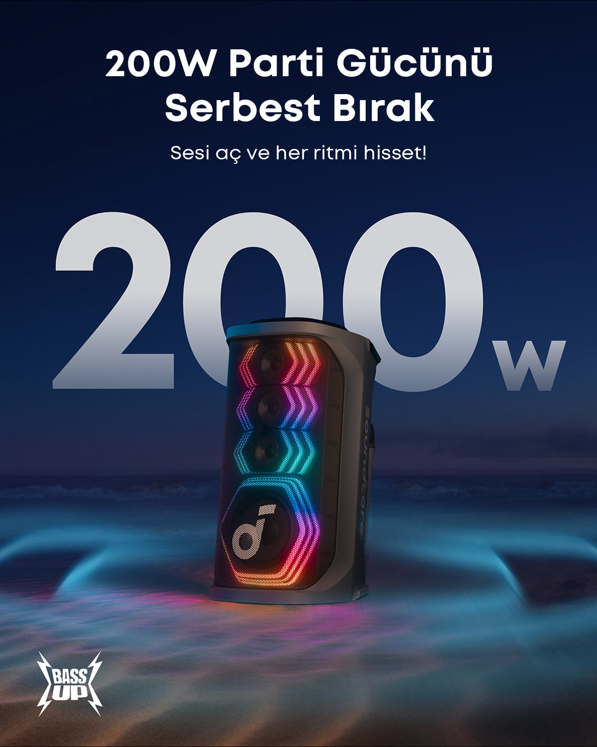 Anker Soundcore Rave 3S 200W AI-Powered Karaoke Party Speaker 