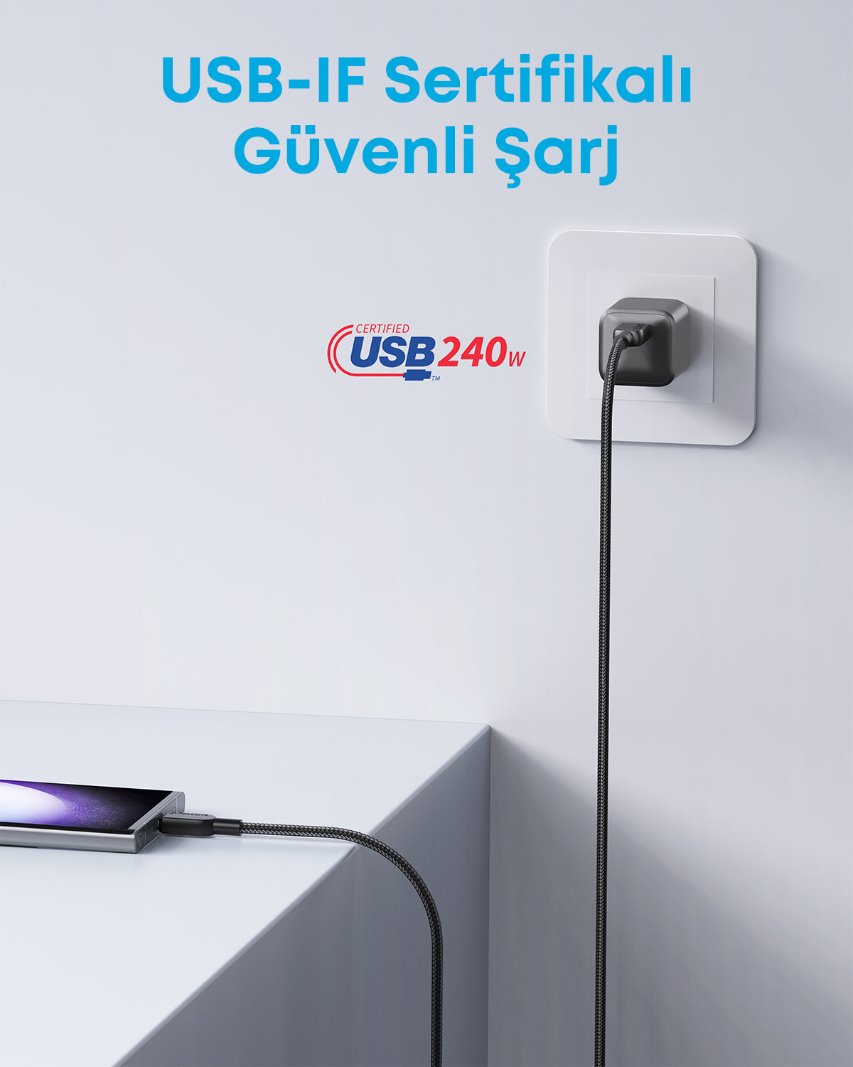 Anker 310 USB-C to USB-C 1m 240w Örgülü Kablo - Siyah