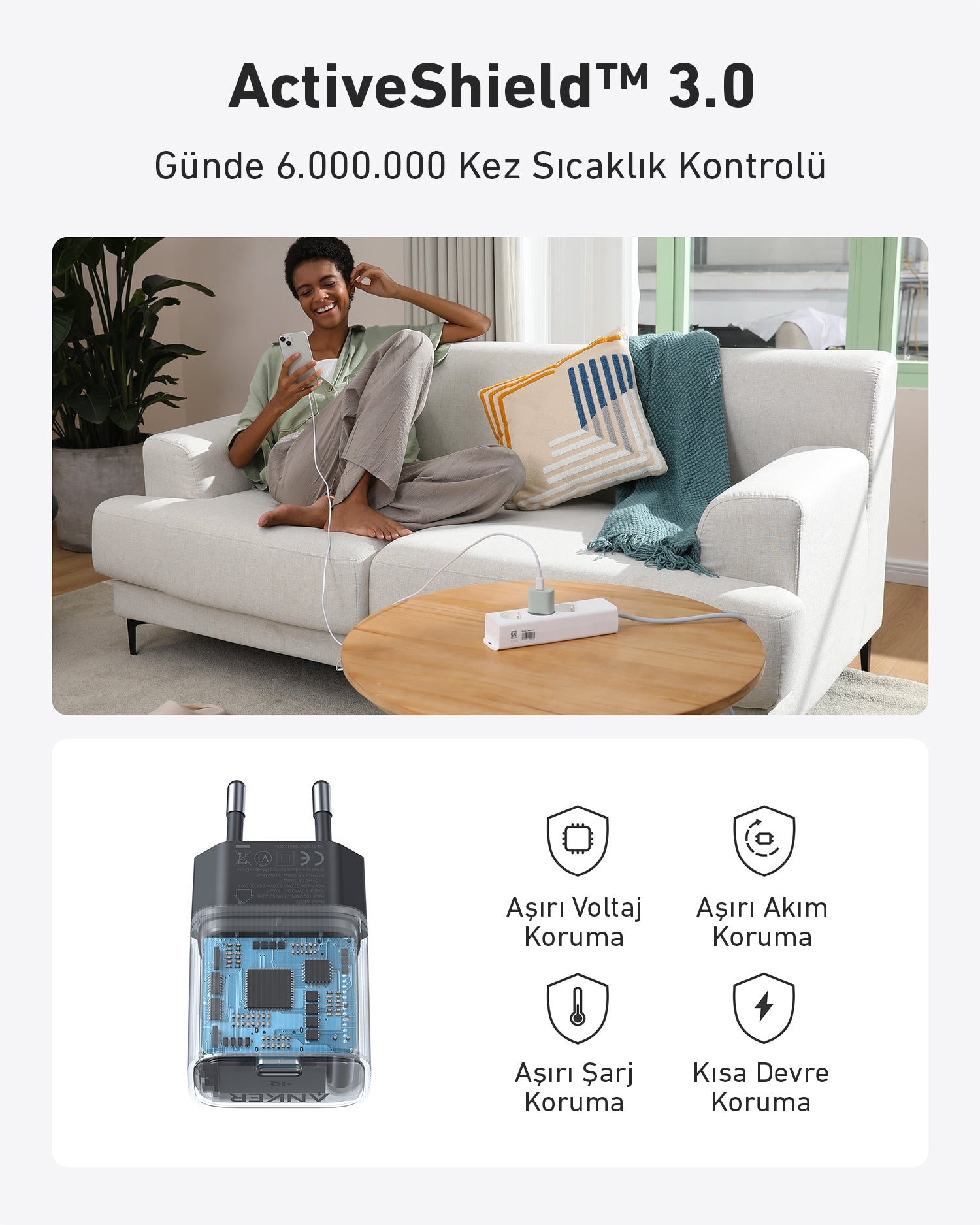 Anker Nano USB-C Duvar Şarj Cihazı (30W) Yeşil