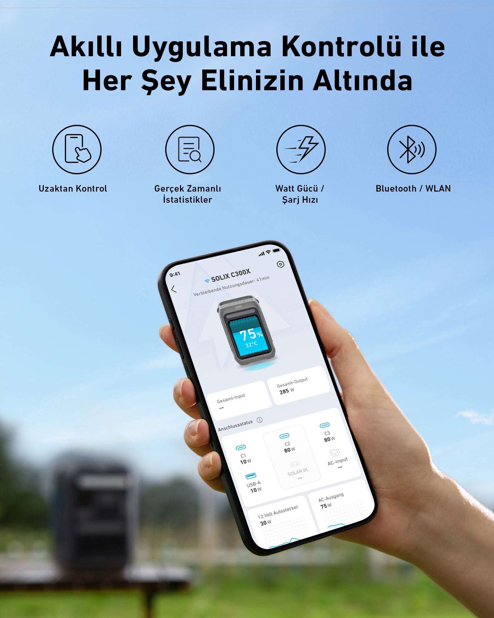 Anker SOLIX C300X AC Taşınabilir Güç Kaynağı + PS60 Taşınabilir Güneş Paneli