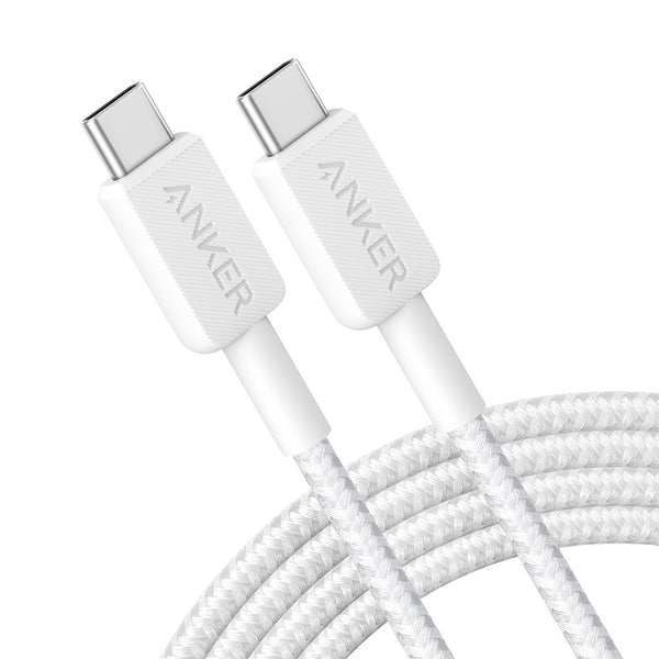 Anker 322 PowerLine USB-C to USB-C Örgülü Kablo 3ft/0.9m 60W - Beyaz