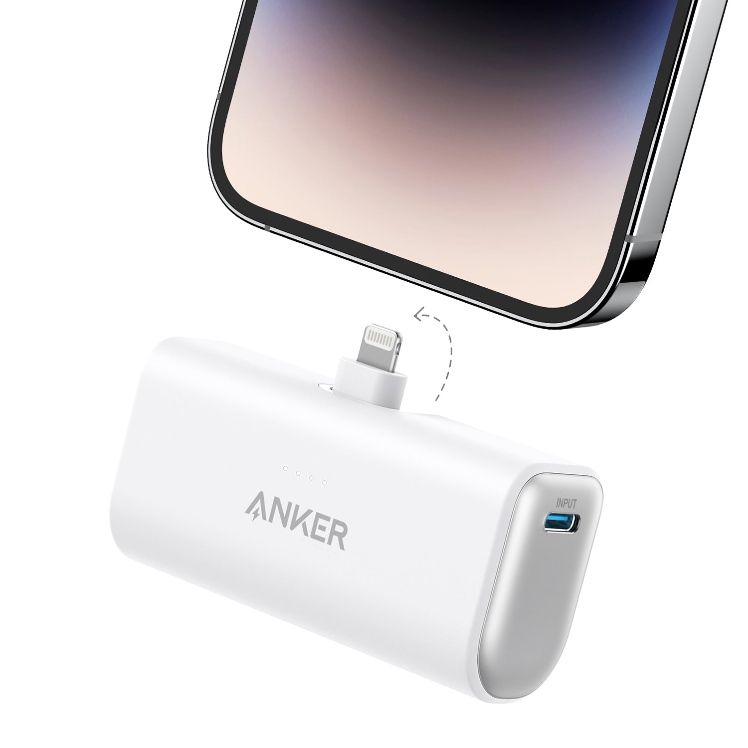 Anker Nano Powerbank (12W, Dahili Lightning Konnektörü) - Beyaz