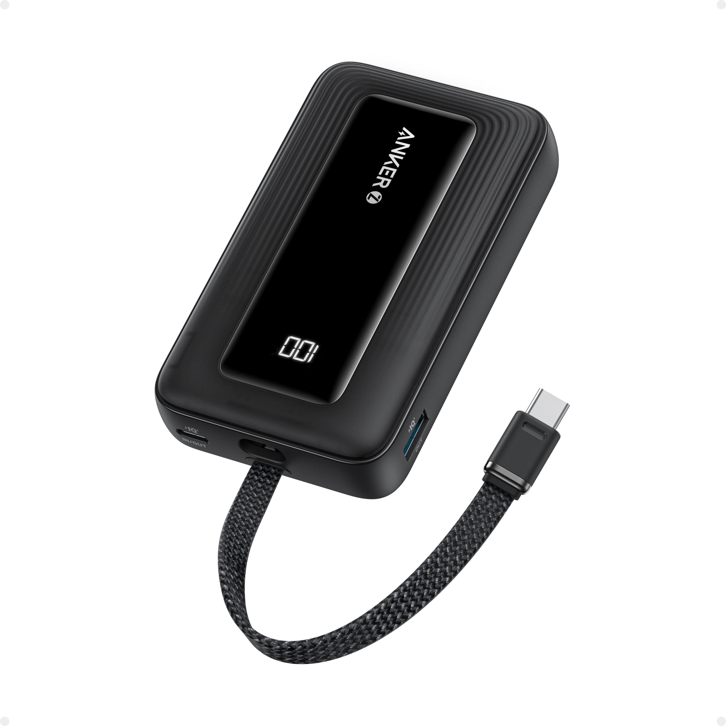 Anker Zolo Powerbank (10K, 30W, Built-in USB-C Cable) - Black