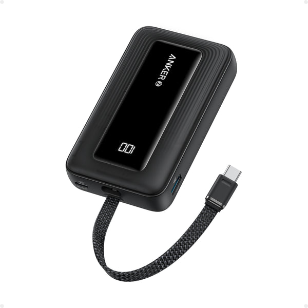 Anker Zolo Powerbank (10K, 30W, Built-in USB-C Cable) - Black