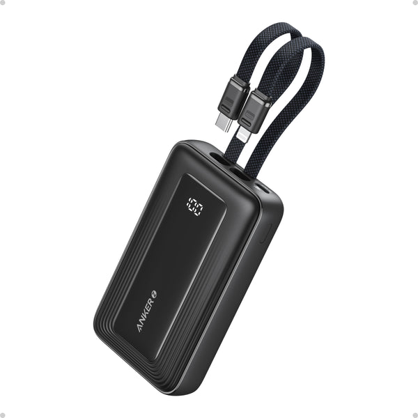 Anker Zolo Powerbank (10K, 30W, Built-in USB-C + Lightning Cable) - Black
