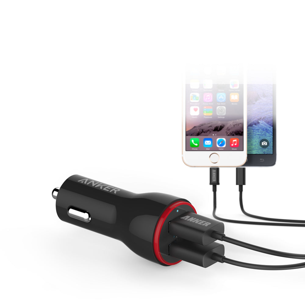 Car Charger, 24W 4.8 Amps Black Car Charger