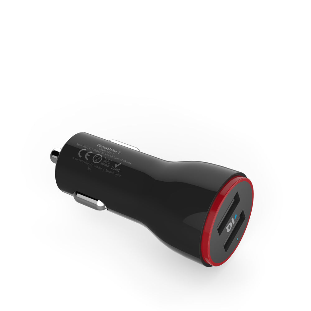 Car Charger, 24W 4.8 Amps Black Car Charger