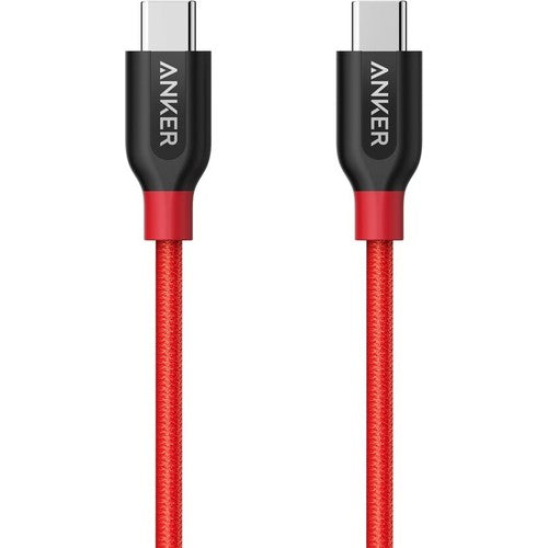 Anker Powerline+ USB-C to USB-C Charging/Data Cable 0.9 Meter - Red - With Carrying Bag - A8187