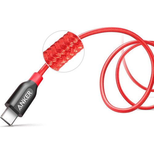 Anker Powerline+ USB-C to USB-C Şarj/Data Kablosu 0.9 Metre - Kırmızı - Taşıma Çantalı - A8187 - Anker-TR