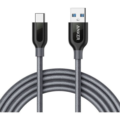 Anker Powerline+ USB Type C USB 3.0 Braided Charge/Data Cable 0.9 Meter - Gray - With Carrying Bag