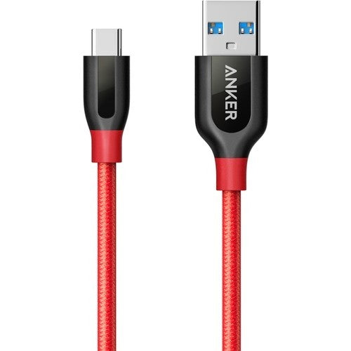 Anker Powerline+ USB Type C USB 3.0 Charge/Data Cable 0.9 Meter - Dual Pack - Black/Red - With Carrying Bag