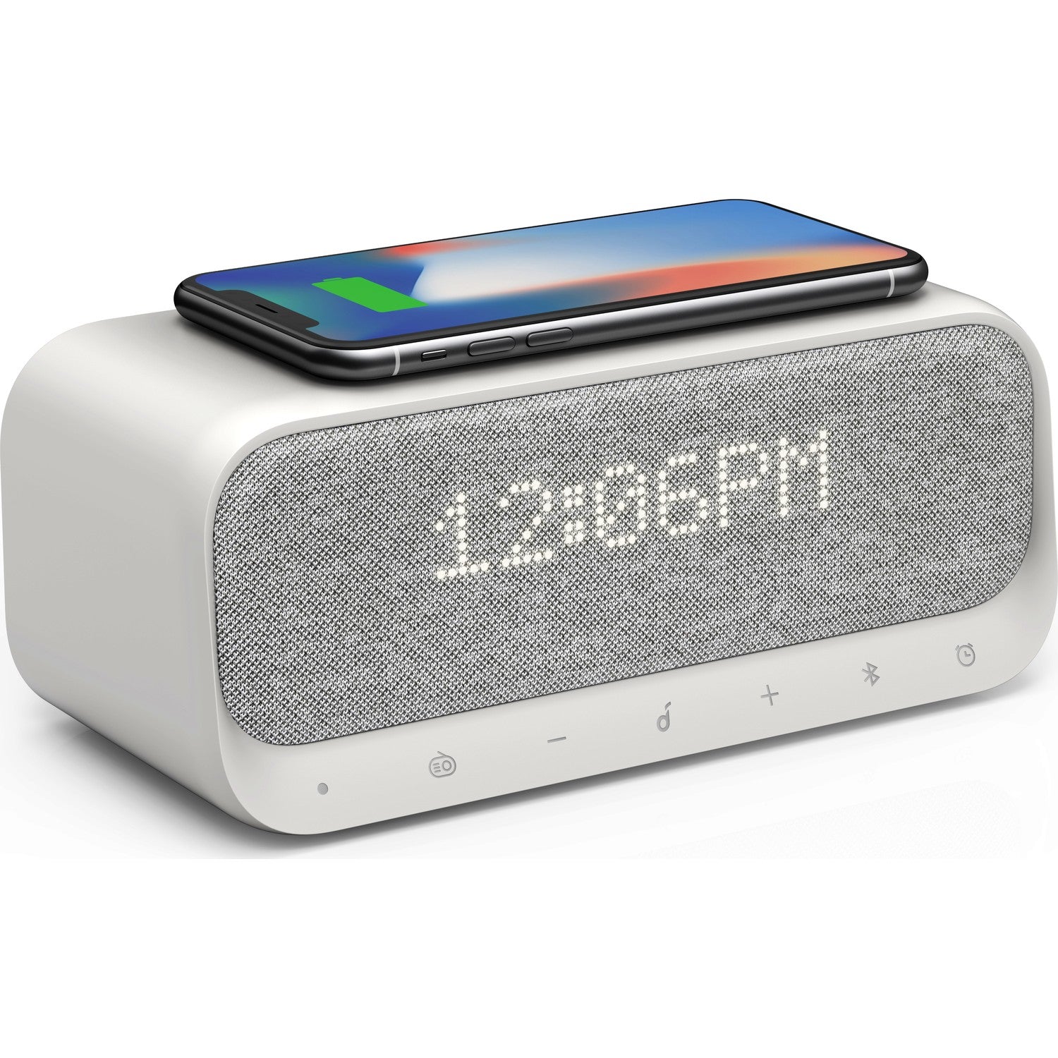 Anker SoundCore Wakey Qi Fast Wireless Charging Alarm Clock FM Radio - Bluetooth 5.0 Stereo Speaker - A3300 - Gray